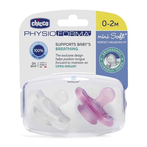 Chicco PhysioForma Mini Soft 2'li Пустышка 0-2 месяца Девочка | Sumka